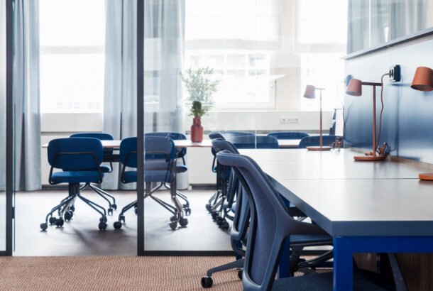 project room focus workspace with glass meeting room